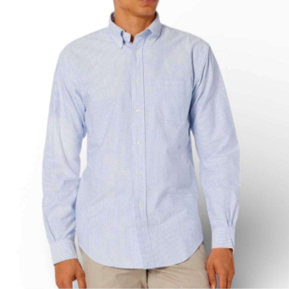Brooks Brothers blue white stripe all cotton button down dress shirt size 16-32